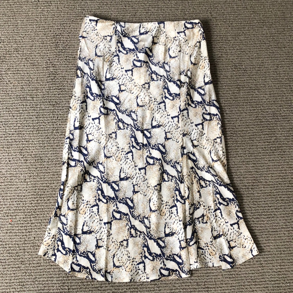 Snake skin print midi skirt with leg slit